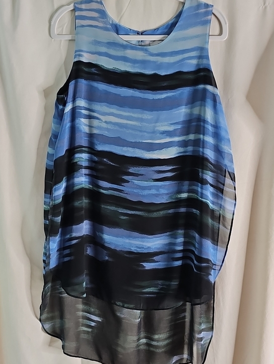 Peck & Peck Tops - Peck & Peck Blue and Black Sheer Striped Tank